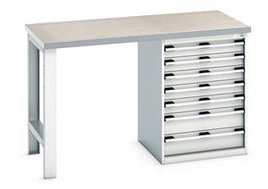 940mm High Benches Bott Bench 1500x750x940mm with LinoTop and 7 Drawer Cabinet